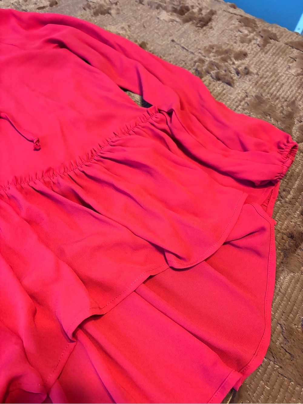 LOFT Red Ruffle Peplum Blouse - Picture 3 of 4